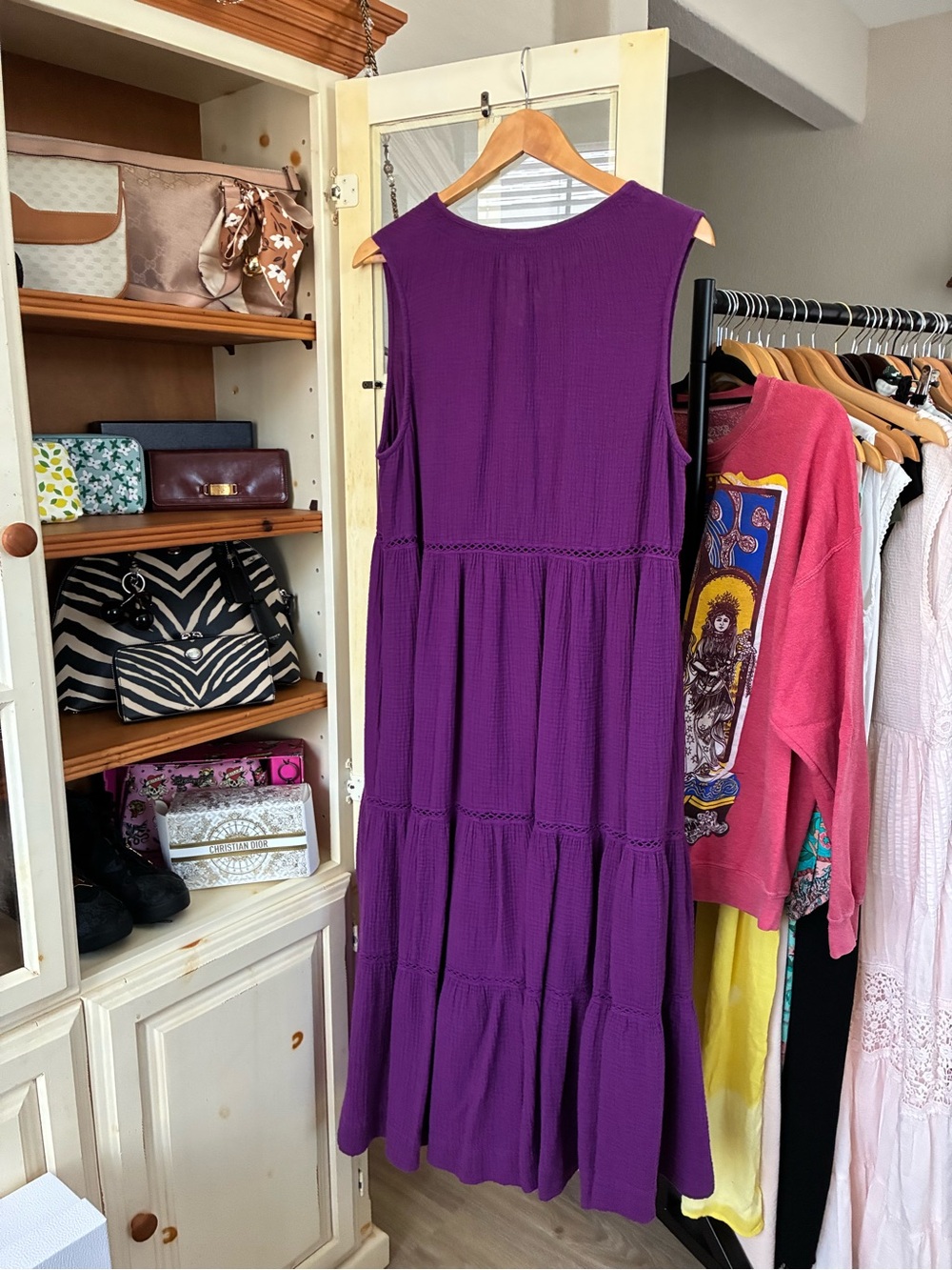 Johnny Was Purple Tiered Midi Dress - Picture 2 of 3